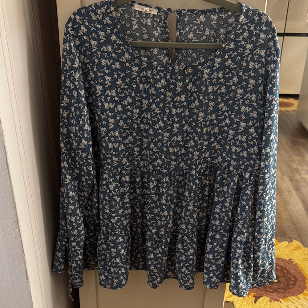Maurices Blue Floral Peplum Tunic